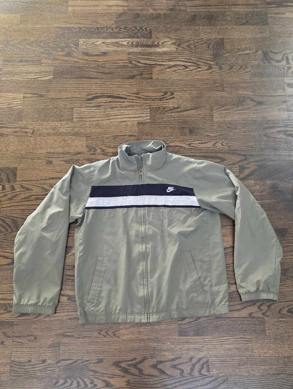 Nike Olive Green Full Zip Windbreaker Track Jacket Men's M